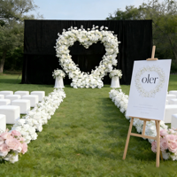 Arche en forme de cœur en soie réaliste super romantique, faite à la main, fleur artificielle pour la décoration de mariage et de la fête des mères