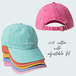 Gorra de Béisbol 100% Algodón Lavado, Gorra de Béisbol Ajustable con Bordado BEACH LIFE para Hombre y Mujer - Product Image 1