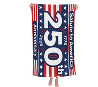 Serviette de plage personnalisée avec logo, motif drapeau USA 250e anniversaire de l'indépendance 1776-2026, sans sable