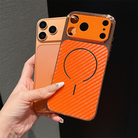 Coque de téléphone portable magnétique de luxe électroplaquée orange pour iPhone 17 Pro Max 17 Air 17 16 15 14 13 avec recharge sans fil