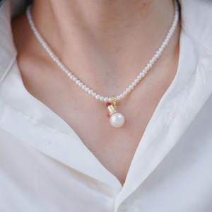 S925 Silver DIY Pearl Accessory Pendant 9-12mm Round Beads 31091 Empty Stand <b>Lipstick</b> Necklace Fashion Pendant Necklaces - Product Image 4