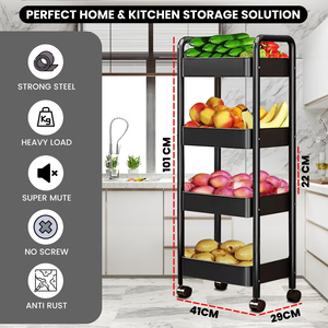 2026 Trolley Floor Kitchen Bathroom Rack Movable Multi Storey Bedside Bedroom Living Room Storage Rack Movable Portable <b>Shelf</b> - Product Image 3