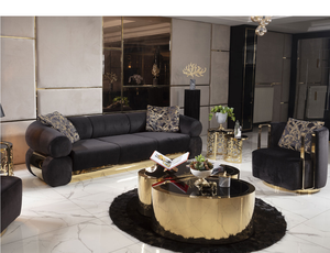 Mr ý phòng khách sang trọng sofa Set thiết kế hiện đại couch vàng thép không gỉ đồ nội thất nhà biệt thự sofa - Product Image 2