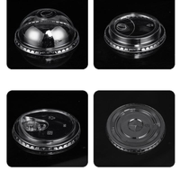 Gobelet jetable en PET pour smoothie, transparent givré, avec couvercle en plastique en forme de U pour bubble tea, café, thé, lait, gobelet à paroi simple