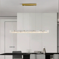 Lustre linéaire de luxe à LED, minimaliste, en marbre veiné naturel, pour îlot de cuisine, salle à manger