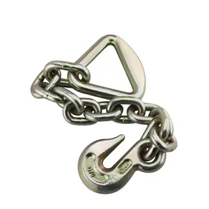 Linked Chain with 2 D-Ring 10000 Lbs and Grab Hook For Lifting Tagging