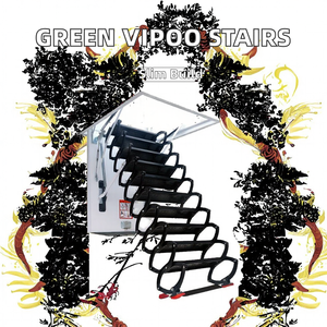 Scala Telescopica Pieghevole in Metallo Verde per Interni, Scala Dritta Manuale ed Elettrica per Villa - Product Image 2