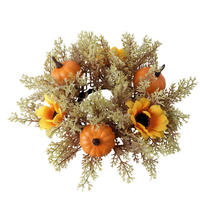 Couronne de bougies personnalisée automne citrouille tournesol, feuilles de mousse artificielles, décoration de table pour la maison