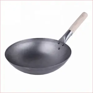 Wok chino de acero al carbono de 12 pulgadas