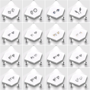 Di alta qualità argento 925-blu viole <span class=keywords><strong>del</strong></span> <span class=keywords><strong>pensiero</strong></span> rondini stelle fiori brillanti anelli doppi anelli stella <span class=keywords><strong>orecchini</strong></span> donna gioielli all'ingrosso - Product Image 1