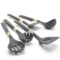 Ensemble d'ustensiles de cuisine en silicone, 5 pièces, noir, qualité alimentaire, résistant à la chaleur, antiadhésif, durable, outils de cuisine pour la maison
