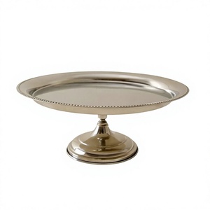 Support à gâteau en métal poli, socle rond de présentation, plateau décoratif pour servir des fruits, vaisselle de fête, support à dessert, décoration - Product Image 1