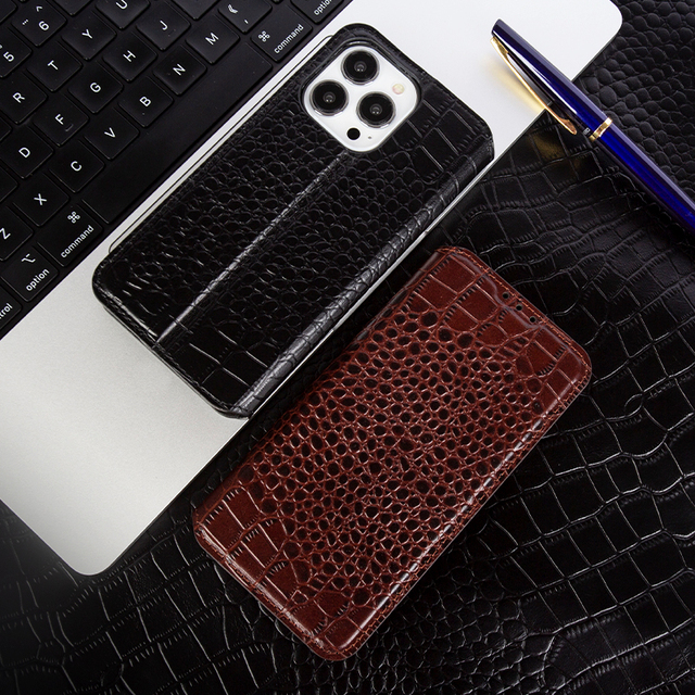 Genuine Leather Case RFID Wallet Leather Cover for iPhone 13 14 12 11 Pro Max for iPhone Crocodile Waterproof Card Package