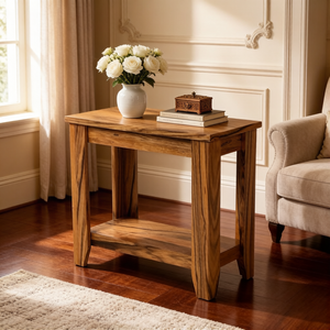 Table console moderne en bois massif pour la décoration intérieure Table de chevet avec 1 étagère ouverte pour le salon, la chambre, la salle de bain et l'entrée - Product Image 1