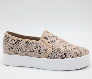 Zapatos de lona sin cordones para mujer, zapatillas informales cómodas de piel con relieve de Pitón, zapatos planos con punta redonda para novio - Product Image 1