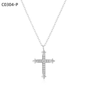 Amy Amy <b>Cross</b> Pendant Necklace Silver Plated Cubic Zirconia Women's Fashion Jewelry Everyday Wearing Gift - Product Image 1