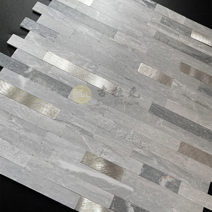 Carreau PVC pour dosseret de cuisine moderne Carreau de mosaïque <span class=keywords><strong>gris</strong></span> <span class=keywords><strong>clair</strong></span> Mélange de carreaux adhésifs en métal - Product Image 4