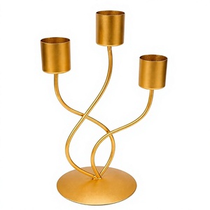 Elegant Gold Metal 3 Arm <b>Candle</b> Holder Stand Decorative Candelabra <b>Centerpiece</b> for Home Table Wedding Party Dining Room Decor - Product Image 1