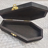 Ataúd de madera pulida de 12 pulgadas (30 cm) estilo europeo para Halloween, ecológico y personalizable, para el recuerdo de mascotas, con bisagras y rellenable para mesa.