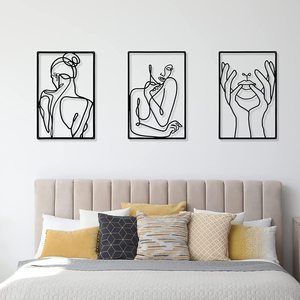 Modern Luxury <strong>Abstract</strong> Floral <strong>Metal</strong> <strong>Wall</strong> <strong>Art</strong> - Black Iron Geometric <strong>Wall</strong> Decor for Living Room &amp; Bedroom, 27x40cm - Product Image 3