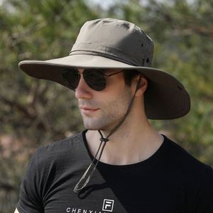 Sombrero de pescador impermeable y transpirable de ala ancha para senderismo al aire libre, gorra de pescador personalizada con cordón, venta al por mayor - Product Image 2