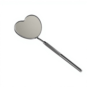 Personalized Heart Shape Stainless Steel <b>Handheld</b> <b>Mirror</b> Silver Finish Single Side 3X Magnifying Makeup Tool - Product Image 1