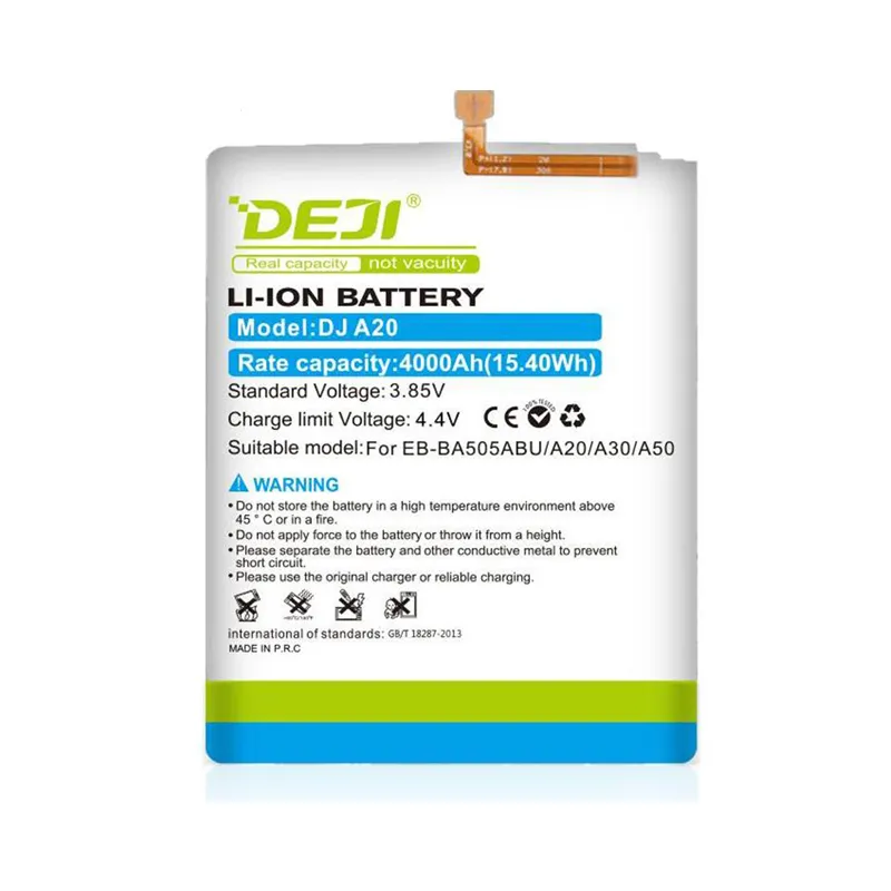 Batterie de téléphone portable de capacité DEJI EB-BA505ABU 4000mAh pour Samsung A20 A30 A50 A30S A50S