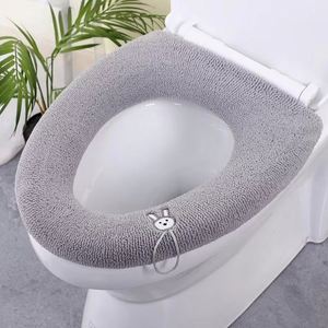 Winter Warm Toilet Seat Cover Mat Single-piece Set Eco-Friendly Bathroom Toilet <b>Pad</b> <b>Cushion</b> Handle Thicker Soft Washable - Product Image 6