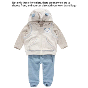 Ensemble personnalisé pour bébés <span class=keywords><strong>et</strong></span> nouveau-nés en coton biologique veste à capuche zippée manteau <span class=keywords><strong>t</strong></span>-<span class=keywords><strong>shirt</strong></span> <span class=keywords><strong>et</strong></span> pantalon ensemble de 3 pièces - Product Image 3
