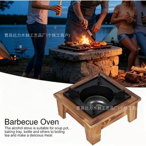 Wood Burning <b>Stove</b> With Wooden Base Portable Outdoor Camping <b>Stove</b> For Cooking And Heating - Product Image 4