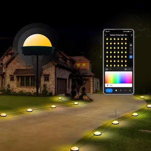 Lampu dekorasi pernikahan luar ruangan cerdas tahan air, lampu dekorasi pernikahan RGB Bluetooth TUYA App kontrol suara ground string dekorasi kami