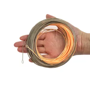 WF1F-8F Single Handed Spey Fly Fishing Line 90ft With 2 welded loops peach/camo Floating Fly Line