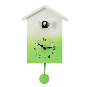 Horloge murale en plastique de style nordique, dégradé vert, en forme de maison, avec coucou et petit oiseau qui chante à l'<span class=keywords><strong>heure</strong></span> T62 - Product Image 5