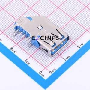 USB-304CD-ARY USB Connector Bent Lead Through Hole Connector Type-A USB 3.0 Female Right Angle Insert - Product Image 1