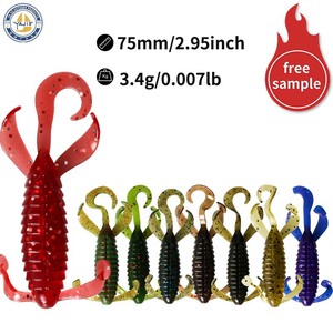 Yajie <b>Floating</b> Shrimp Lure 75mm 3.4g Soft Bait Curly Tail Bass <b>Fishing</b> Lure - Product Image 1