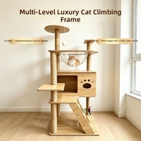 Arbre à chat multi-niveaux de 110 cm, Maisonnette pour chat en bois avec capsule spatiale individuelle, Poteau à gratter en sisal, Meuble pour chat, OEM ODM
