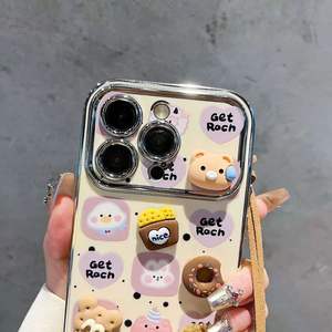 เคส TPU ลายการ์ตูนน่ารักพร้อมสติ๊กเกอร์การ์ตูนเคสโทรศัพท์กันกระแทกลายหมีสีน้ำตาลสำหรับ iPhone 16 15 14 13 Plus Pro MAX - Product Image 3
