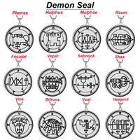 Collier pendentif en acier inoxydable avec sceaux des 72 esprits, la clé inférieure de Salomon, le roi Asmoday, origines démoniaques, Goetia 37-48