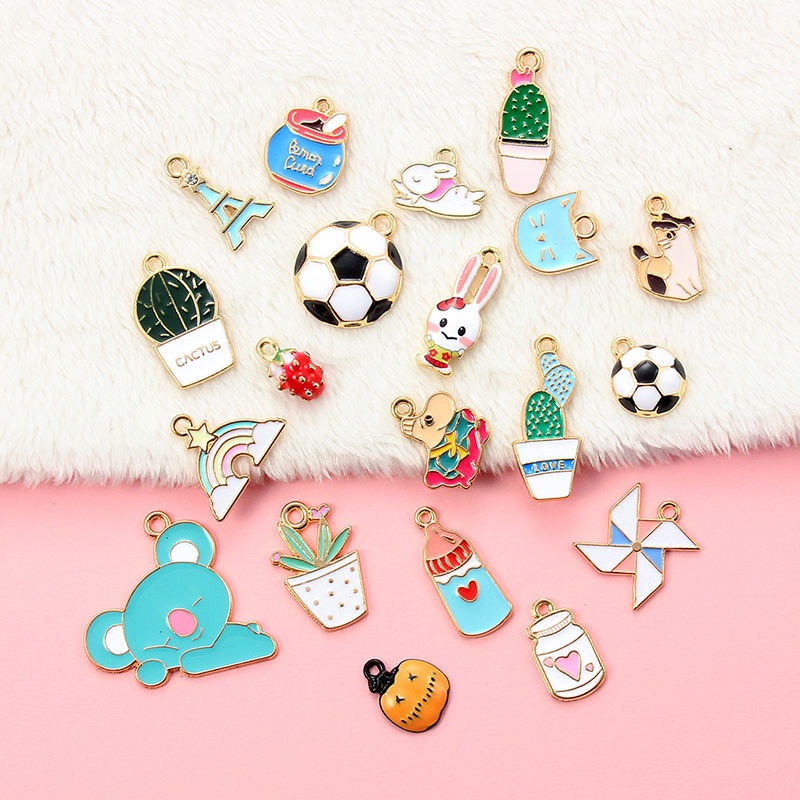 Mix Alloy Enamel Charms DIY Rabbit Football Pendants