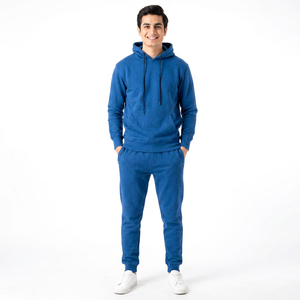 Conjunto Deportivo Unisex de Talla Grande de 2 Piezas Finer Threads, Sudadera con Capucha de Manga Larga y Pantalones de Felpa, 100% Algodón Reversible para Invierno - Product Image 1