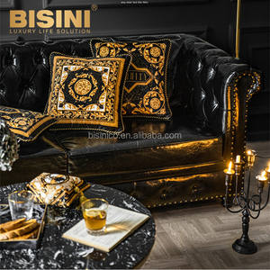 Cojines de respaldo para sala de estar, reposacabezas con borde de terciopelo corto, estilo francés Rococo, cuatro <span class=keywords><strong>abejas</strong></span>, diseño de hiedra arabesca dorada - Product Image 5