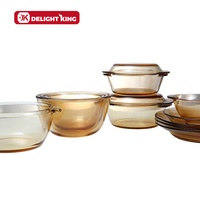 Fabricant de casseroles en verre borosilicate ambré, casserole ronde en verre, vente chaude, plat à gratin en verre