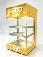 Lemari Pemanas Makanan Komersial, Display Kabinet Meja, Showcase Tart Telur, Pemanas Alas Listrik, Kapasitas 65L, Suhu 50-70C