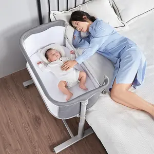 Newborn Kids Crib Baby Bassinet Bedside Sleeping Crib Height Adjustable Bed Side Sleeper