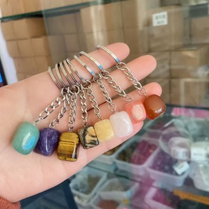 Natural Crystal Agate Irregular Keychain Bag Pendant Small square Decorative - Crystal Keychain