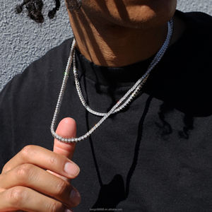 Prezzo all'ingrosso collana a catena da Tennis Moissanite Iced Out Round Brilliant Cut placcato oro 925 gioielli in argento con bracciale Fine - Product Image 1