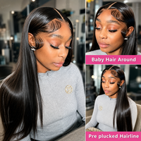 Perruque sans colle Wear Go, cheveux humains vierges vietnamiens, pré-coupée, avec closure HD 9x6, 200% de densité, lisse et dégradée