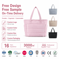 Sac d'ordinateur portable matelassé léger personnalisé avec logo, sac de voyage pour le travail, sac d'ordinateur pour femmes avec compartiments
