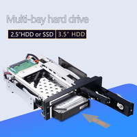 Unestech SATA HDD Enclosures Casing Plastik 2.5+3.5 Inch Hot Swap Backplane SSD Rak Mobile untuk Bay Drive 5.25 PC