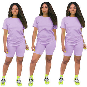 Conjunto de Camisetas y Pantalones Cortos de Gran Tamaño para <span class=keywords><strong>Mujer</strong></span>, Ropa de Verano Personalizada de 2 Piezas, Conjunto Corto de Talla Grande Para <span class=keywords><strong>Mujer</strong></span>, 2 Piezas - Product Image 5